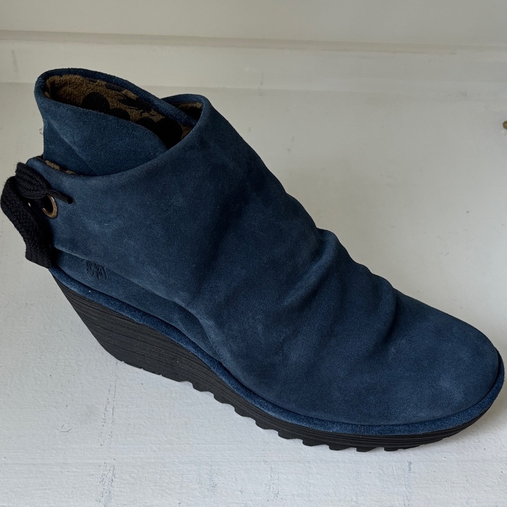 New with Tags - Women's Blue Wedge Ankle Boots by Fly London